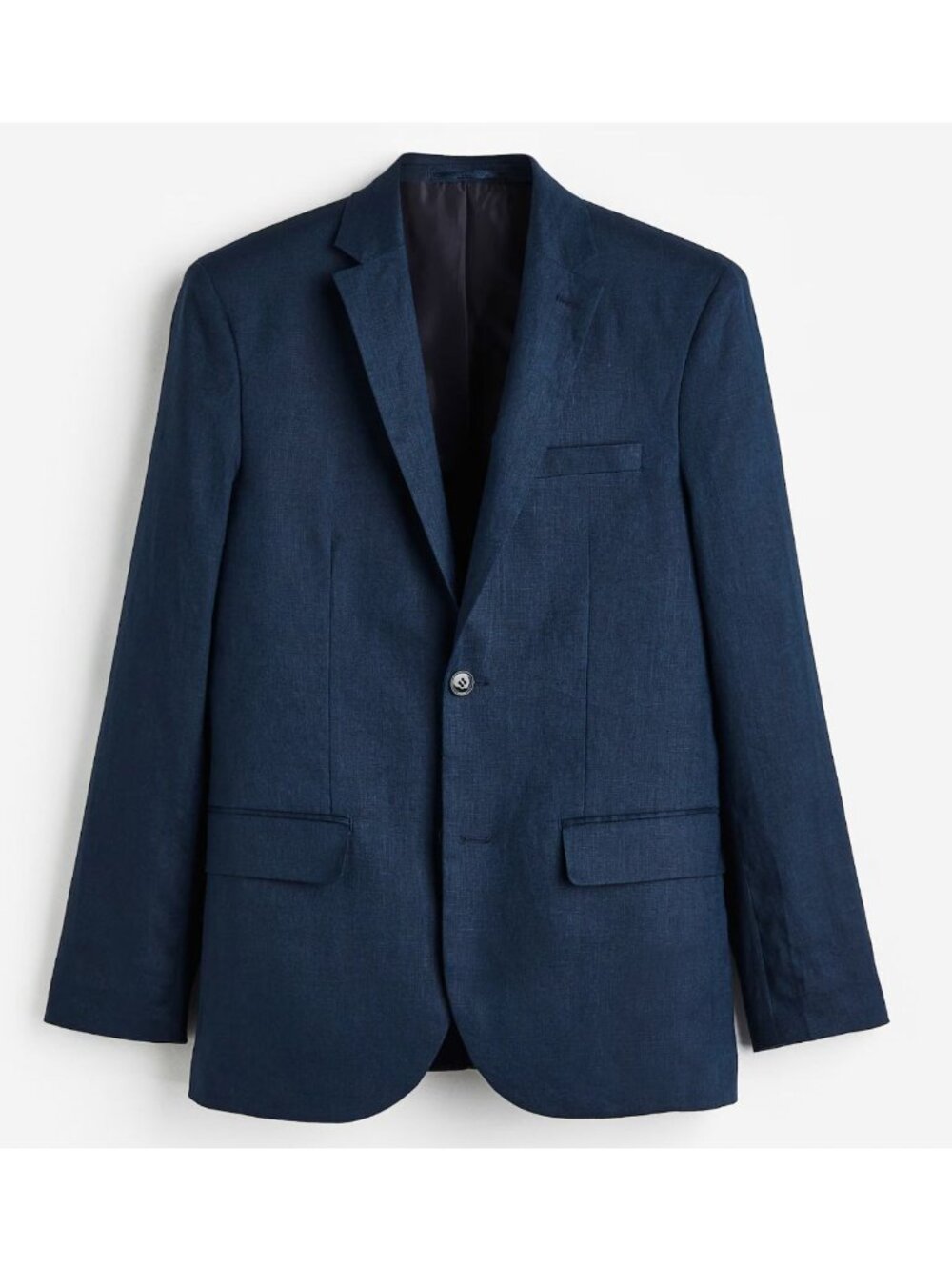 H&M Mens Slim Fit Linen Blazer 42R Blue Lightweight Two-Button Closure Linen - Picture 2 of 16